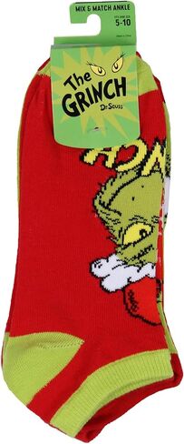 Bioworld Dr. Seuss GRINCH Santa Christmas Naughty or Nice Low Cut Ankle Socks 5 Pack in Saudi Arabia