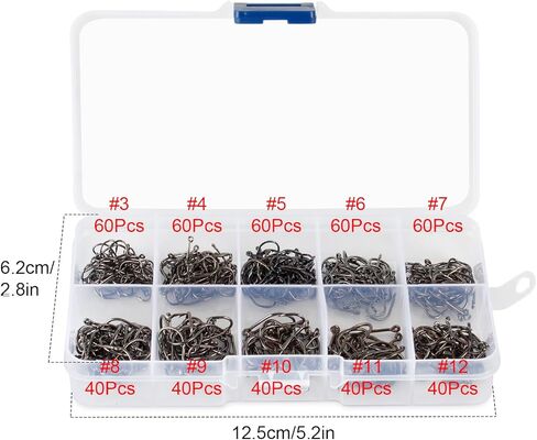 في اي بي مون مجموعة خطافات صيد السمك في المياه المالحة عالية الكربون، مجموعة خطافات صيد السمك غير الشائكة، مجموعة خطافات صيد السمك، خطافات اسماك محمولة في صندوق in Kuwait