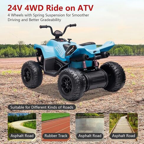 Towallmark Officially Licensed Mc-Laren Ride on Car, 24V Battery Powered, 4-Wheeler Quad Car Toy ATV for 3-8yrs, Electric Off-Road Car with 2 Speeds, LED Lights, Bluetooth, MP3, Blue in Saudi Arabia