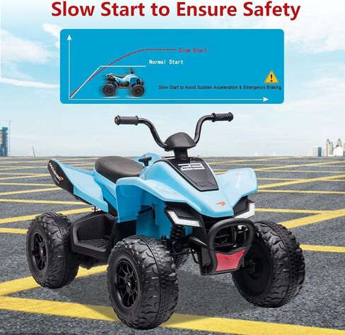 Towallmark Officially Licensed Mc-Laren Ride on Car, 24V Battery Powered, 4-Wheeler Quad Car Toy ATV for 3-8yrs, Electric Off-Road Car with 2 Speeds, LED Lights, Bluetooth, MP3, Blue in Saudi Arabia