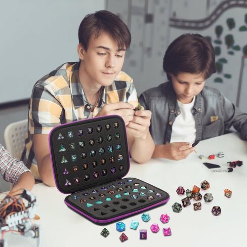 Aoriher 2 Pcs Dice Case Dice Box Dice Holder Display Storage Case with Handle Slotted Tray Holds 70 Dices Large Capacity Travel Case Organizer Role Playing Game for Rpg Table Game(Green, Purple) in Saudi Arabia