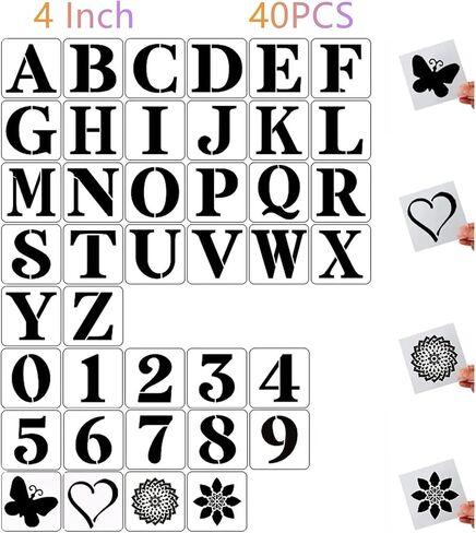 5 Inch Letter Stencils and Numbers,40 Pcs Reusable Plastic Large Alphabet Art Craft Stencils for Painting on Wood, Wall, Fabric, Rock, Chalkboard,Signs, DIY Art Projects in Kuwait