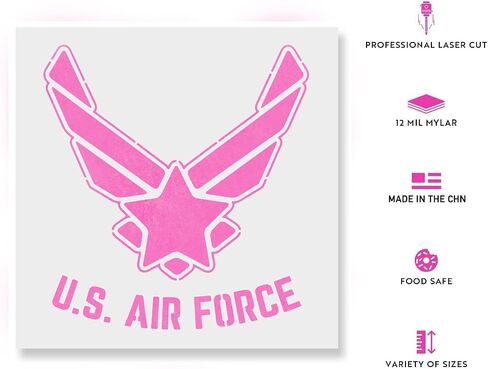 Large American Flag Stencil Set | US Military Stencils - Army, Air Force, Navy, Marines | 50 Stars | Reusable Flag Star Stencils for Painting on Wood | Spray Paint Stencils (air Force) in Saudi Arabia