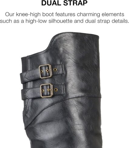 Journee Collection Womens Tori Knee-High Boots in Regular, Wide, and Extra Wide Calf with Buckled Strap Details, Brown (Extra Wide Calf), 10 in Saudi Arabia