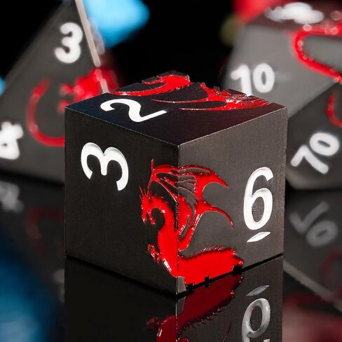 مجموعة نرد DND معدنية من Blue Dragon، مجموعة نرد رائعة D&D من HNCCESG مكونة من 7 قطع، ونرد هدايا زنزانات وتنين، نرد لعب الأدوار لألعاب طاولة D&D (تنين فضي غير لامع Blue2 Dragon) in Kuwait