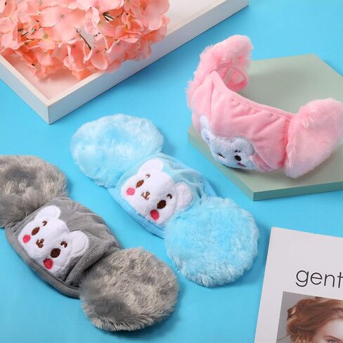 Syhood 3 Pieces Winter Kids Balaclava Face Covering with Earmuffs Cold Weather Ear Warmer Cute Cartoon Ear Muffs for Girls Boys in Saudi Arabia