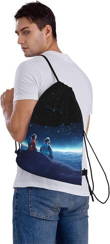 Drawstring backpack, sports gym bag with zippered side pockets foldable for sports, shopping, gym, traveling in Saudi Arabia