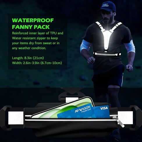 Ylzzrs LED Reflective Vest Running Gear, USB Rechargeable Light Up Running Vest Chest Phone Holder for Runners Night Walking,6-11hrs Light Adjustable Waist/Shoulder for Women Men Kids in Kuwait