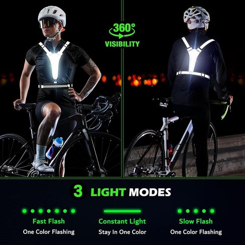 Ylzzrs LED Reflective Vest Running Gear, USB Rechargeable Light Up Running Vest Chest Phone Holder for Runners Night Walking,6-11hrs Light Adjustable Waist/Shoulder for Women Men Kids in Kuwait