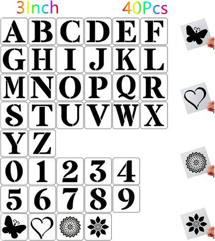 5 Inch Letter Stencils and Numbers,40 Pcs Reusable Plastic Large Alphabet Art Craft Stencils for Painting on Wood, Wall, Fabric, Rock, Chalkboard,Signs, DIY Art Projects in Kuwait