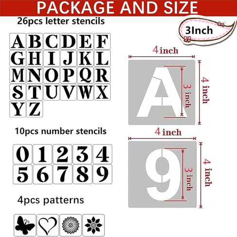 5 Inch Letter Stencils and Numbers,40 Pcs Reusable Plastic Large Alphabet Art Craft Stencils for Painting on Wood, Wall, Fabric, Rock, Chalkboard,Signs, DIY Art Projects in Kuwait