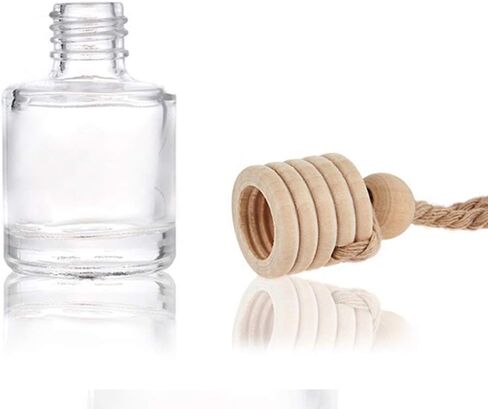 10 عبوات من زجاجات العطور الزجاجية الفارغة المعلقة للسيارة، زجاجة معطرة للهواء، زجاجة عطر زيتية للعلاج العطري، ديكور (دائري) in Saudi Arabia