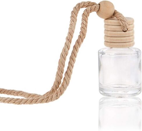 10 عبوات من زجاجات العطور الزجاجية الفارغة المعلقة للسيارة، زجاجة معطرة للهواء، زجاجة عطر زيتية للعلاج العطري، ديكور (دائري) in Saudi Arabia