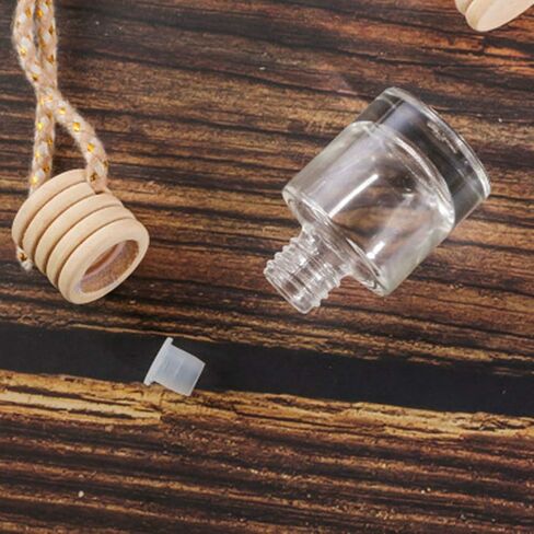 10 عبوات من زجاجات العطور الزجاجية الفارغة المعلقة للسيارة، زجاجة معطرة للهواء، زجاجة عطر زيتية للعلاج العطري، ديكور (دائري) in Saudi Arabia