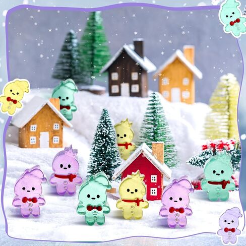 Shappy 96 Pcs Luminous Christmas Glow in Dark Mini Resin Christmas Snowman Gingerbread Man Miniature Figurines Small Glow Mini Decoration Luminous Micro Landscape Statue(Gingerbread) in Saudi Arabia