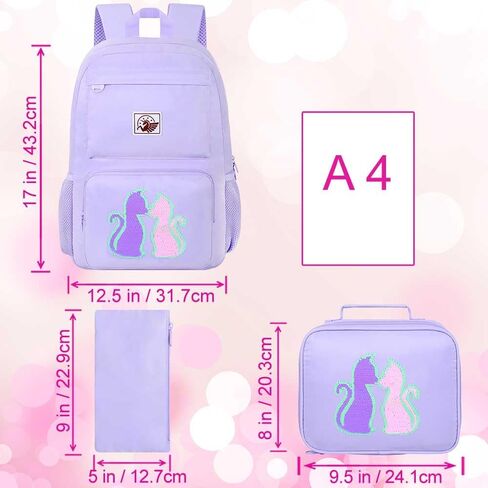 مجموعة حقيبة ظهر AGSDON مكونة من 3 قطع للفتيات والأولاد، وحقيبة كتب مدرسية للكمبيوتر المحمول وحقيبة غداء، وحقائب ظهر مقاومة للماء مقاس 15.6 بوصة in Kuwait