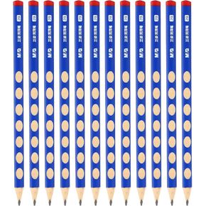 M&G Wooden Triangular Thick Hole Pencils, 12 Pcs 2B Pencils Graphite Round Pencils for Classroom Teacher Office Supplies, Blue