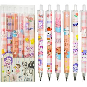 Maydahui 12 Pcs Cartoon Bear Everlasting Pencils Retractable HB 0.5 mm Inkless Pencil Umlimited Inifity Pencil Magic Forever Pencil Reusable Eternal Pencil for Home School Office Supplies