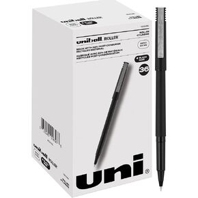 Uniball Roller 36 Pack in Black, 0.5mm Micro Rollerball Pens, Try Gel Pens, Colored Pens, Office Supplies, Colorful Pens, Blue Pens Ballpoint, Pens Fine Point Smooth Writing Pens