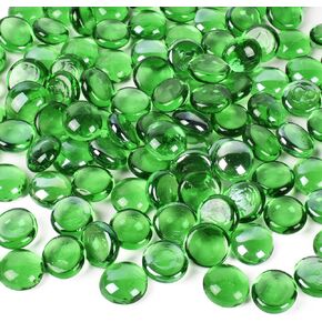 Flat Glass Marbles 1LB Colored for Vase Fillers Mixed Colour Stone for Garden Decoration Craft Fish Tank (Dark Green)