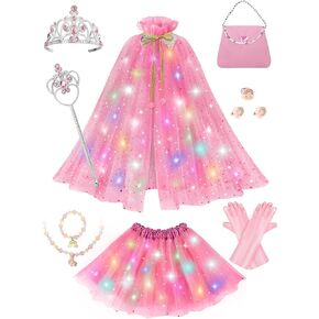 Light Up Princess Dress Up Clothes for Girls Aged 3 4 5 6, Toddler Princess Cape, Girl Costume Gift for Birthday Party