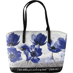 White Dove Designs Bible Cover-Wedge Shape-Psalm 119:11-Blue Floral/Black-XLG