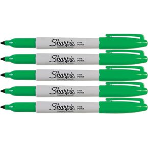 Sharpie Green Markers, Fine Point Tip, Permanent Markers, 5-Count