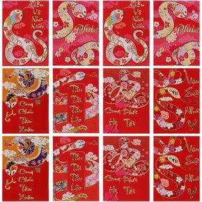 Tofficu Chinese Red Envelopes 2025, Red Envelopes Chinese, Lunar New Year of The Snake, Red Envelopes Chinese New Year Red Packets, Hong Bao Lucky Money Envelopes for Spring Festival Style A