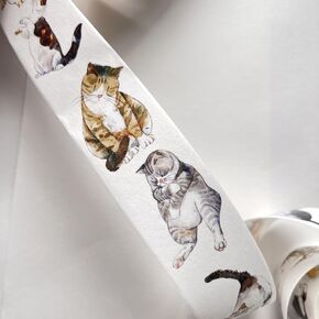 Seahorse Forest Vol3-A20 Meow,Original Design Cute Cat Vintage Clear PET Washi Tape Stickers,for Scrapbook Supplies,Scrapbook Tape Stickers,Junk Journal Stickers,Bullet Journal Supplies