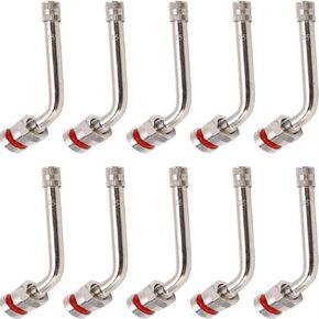 10 Pcs Truck Tire Valve Stems TR545D Fit for Alcoa 22.5in 24.5 in Aluminum Wheels, Brass Tire Valve Stem, 60 Degree Valve Stem Extension Adaptor
