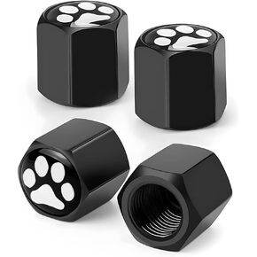 4 PCS Bear's Paw Car Wheel Tire Valve Stem Caps, Airtight Dust Proof Leak Proof Covers, Stainless Steel Corrosion Resistant Tire Decorations, Car Accessories for SUV Motorcycle Bicycle (Black)