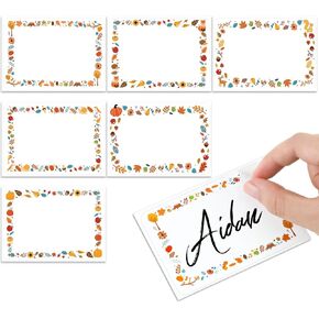 240 Pcs Fall Name Tag Stickers Thanksgiving Classroom Border Name Tag Labels Party Name Tags Autumn Name Tags for Themed Party School Office Home, 3.5 x 2.4, 6 Styles