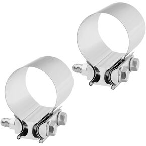 2.5'' Inch Exhaust Clamp,2 1/2 Inch Butt Joint Exhaust Seal Band Clamp Sleeve Coupler Universal For Exhaust System 2PCS Polished T304 Stainless Steel