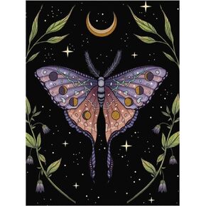 Luna Moth Diamond Painting Kits for Adults,5D Diamond Art Moon Phase Full Drill Cross Stitch Cavans Crafts for Wall Decor, 15.8 x 11.8