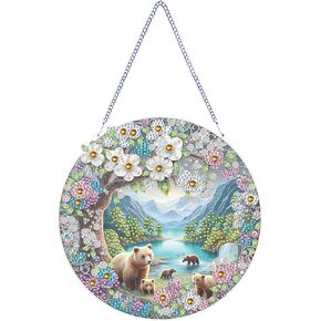 مجموعة قلادة LYENYI DIY للتعليق الفني على شكل دب، مجموعة زينة خاصة لطلاء الماس على شكل جوهرة جبلية للبالغين، لوحة جواهر DIY للبالغين المبتدئين حرفة ألماس كريستالية خاصة 7.5 بوصة in Kuwait