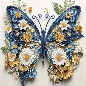 KEKEMEOW Butterfly Painting Kits for Adults, 5D DIY Full Drill Diamond Paintings with Diamonds, Stained Glass Diamond Gem Art Kits for Adults for Gift Home Wall Decor 12x12inch