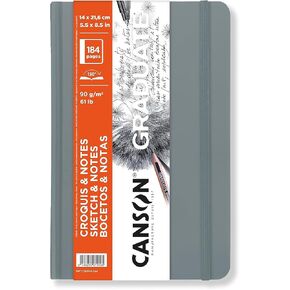Canson Graduate Sketch & Notes, Hard Cover Art Journal, 5.5x8.5 inches, 92 Sheets — Notebook for Pencil, Charcoal, Pen, Journaling, Illustration