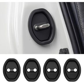 4PCS Car Silicone Door Latch Lock Protective Cover, Door Latches Rust Stopper Protector Cover for Cars, Universal Silent Shock Self-Adhesive Door Lock Latch Guard Protection (Black)