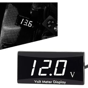 Pack-1 Car Voltmeter Gauge, DC 12V 1.1" x 2.2" x 0.4" Big Screen Digital Display Voltage Measuring Instrument, Waterproof Dustproof Voltmeter with Alloy Bracket, Universal for Cars (Blue)