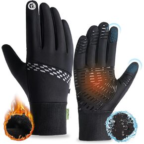Winter Gloves for Men & Women, Touchscreen Windproof Thermal Gloves, Water-Resistant Anti-Slip Warm Gloves for Cycling, Running, Hiking, Driving in Cold Weather