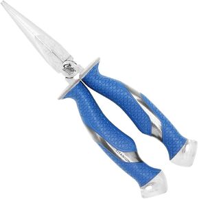 Cuda 8.75-Inch Needle Nose Fishing Pliers with Integrated Titanium Wire and Mono Cutters, Blue, (18828)
