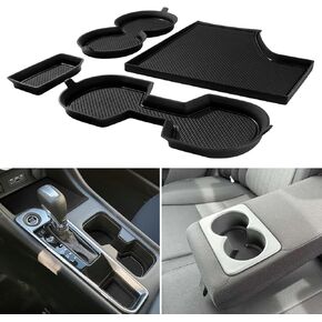 Cup Holder Inserts Coaster for Nissan Sentra Accessories 2020 2021 2022 2023 2024 Cup Holder Liners Center Console Silicone Cup Mat Pad Interior Decoration(4pcs Sets,Black Trim)