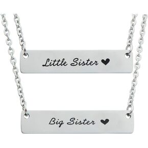 Sisters Bar Necklaces 3 Pieces Big Sis Middle Sis Little Sis Necklace Set Gift for Sisters