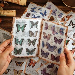 Dizdkizd Nature Botanical Stickers for Journaling, Ephemera Sticker Book, Translucent Washi Sticker for Scrapbooking - 20 Sheets (200 Pieces)
