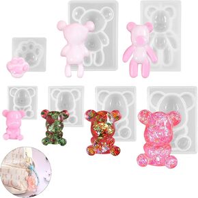 7 Pack 3D Bear Paw Epoxy Resin Silicone Molds,Animal Silicone Molds for Casting Candy Fondant Cake Craft DIY Decoration