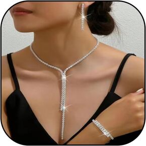 Roe Dolph 4 Pcs Bridal Jewelry Set for Wedding,Sliver Rhinestone Necklace Bracelet Dangle Earrings Prom Jewelry Sets for Bride,Bridesmaid Jewelry Set for Women（silver）