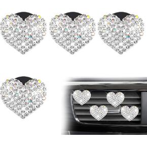 4 Pcs Bling Heart Air Vent Clips for Car, Car Air Conditioning Fresh Clip, Heart Air Vent Clips for Universal Car Decoration Accessories(Purple)