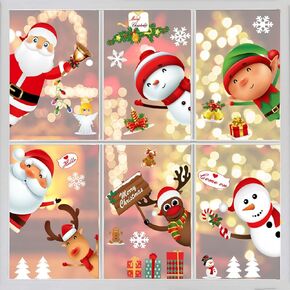 122PCS Christmas Decorations Window Clings Christmas Window Stickers, Holiday Snowflake Santa Claus Reindeer Stickers Clearance, Xmas Window Stickers Decal Decor for Kids Home School Party Supplies