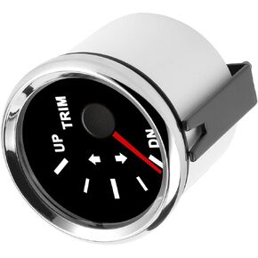 Trim Gauge,Artilaura Trim Gauge For Boat,Automotive Instrument Panel Gauge Kits,Boat Trim Balance Gauge Meter IP67 Waterproof with Red Backlight 52mm Ship Yacht Marine (Black)