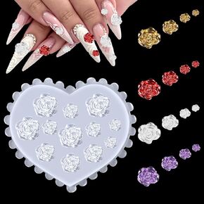 Nail Art Silicone Mold, 3D Silicone Nail Flower Molds Rose Camellia Nail Molds Flower Nail Set Carving Mold for Nail Art Earrings Jewelry Making Cupcake Handmade DIY Craft Decoration Supplies in Saudi Arabia